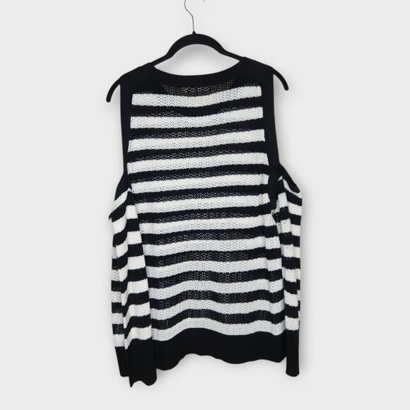 Rag & Bone Tracey Striped Cold Shoulder Knit Sweater Women's Large - Picture 7 of 7